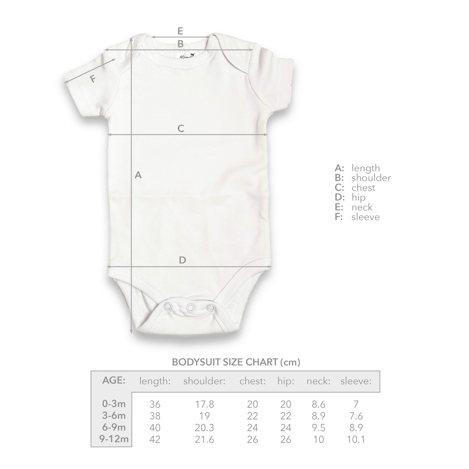 White Organic Cotton Baby Bodysuit Size Chart Canada